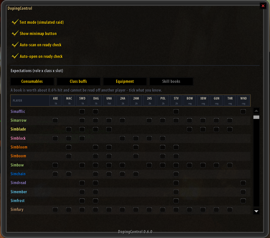 Skill books options tab