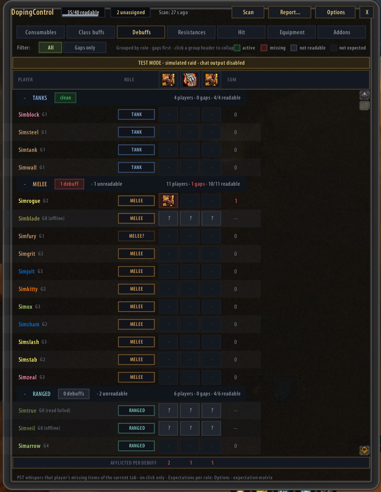 Debuffs tab