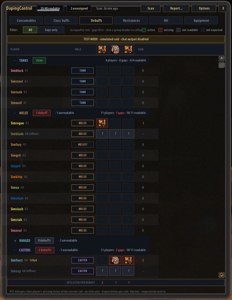 Debuffs tab