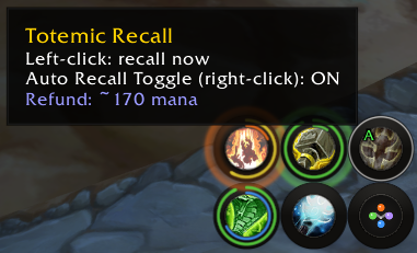 The totem bar with Recall tooltip