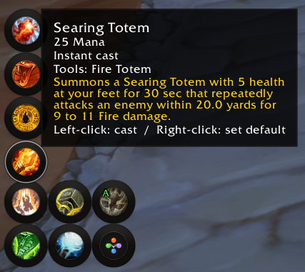 Hover flyout with spell tooltip