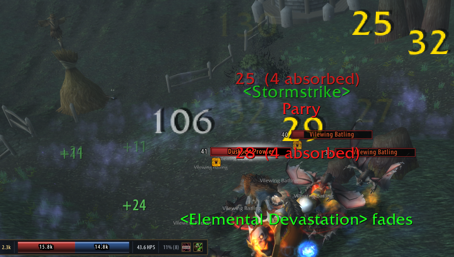 Vampirism healing as scrolling combat text during a fight
